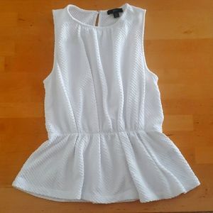 J. Crew White Sleeveless Peplum Blouse